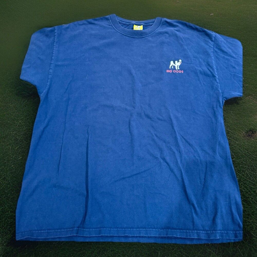 Vintage Big Dogs TShirt Men 2XL* Blue Firefighter To The Rescue Graphic 1999 GUC